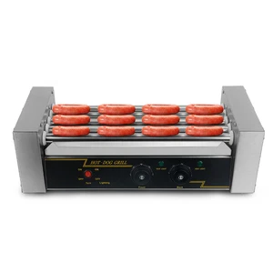 new arrival electric sausage grill hot dog roller grill stainless steel 5 rollers hot dog machine 220v 240v free global shipping