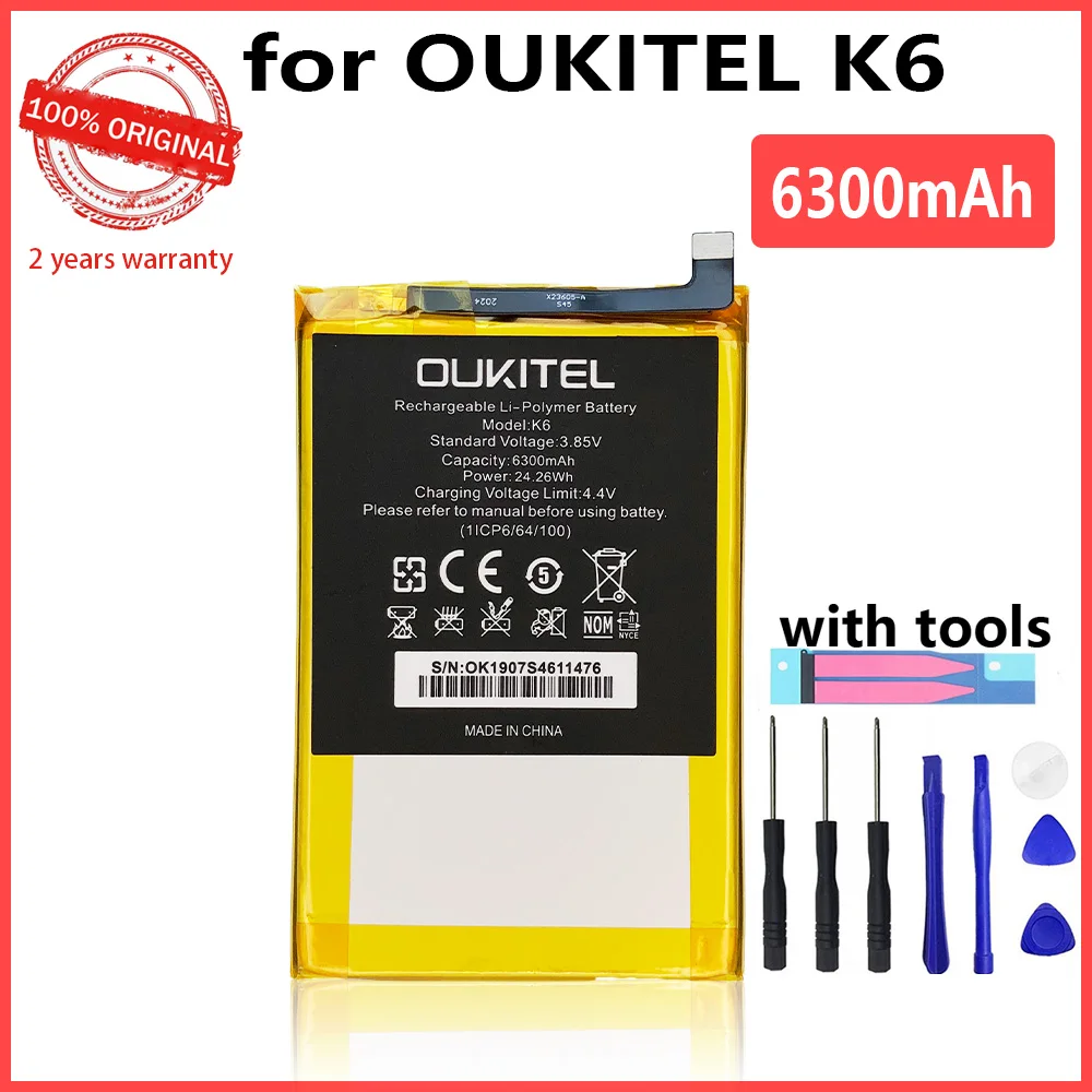 100% реальный аккумулятор 6300 мАч для Oukitel K6 аккумуляторная батарея мобильный