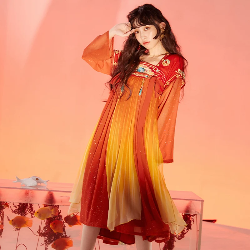 

Red Hanfu Dress For Women Adult Elegant Han Tang Song Dynasty Ancient Clothes Female Cosplay Stage Performance Clothing