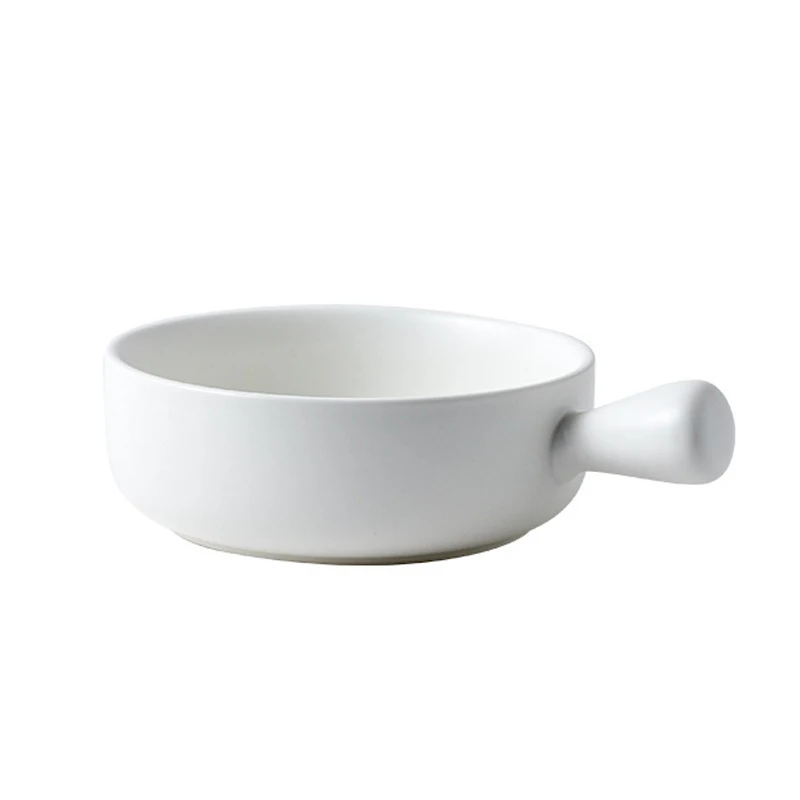 

Single Handle Bakeware Round Porcelain Baking Dishs Bowl For Breakfast Dinner Tableware He