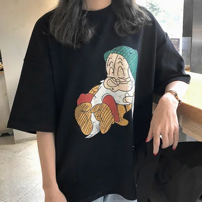 

New cartoon printed shirt T-shirt female short sleeve slim slimming net red INS women's clothing