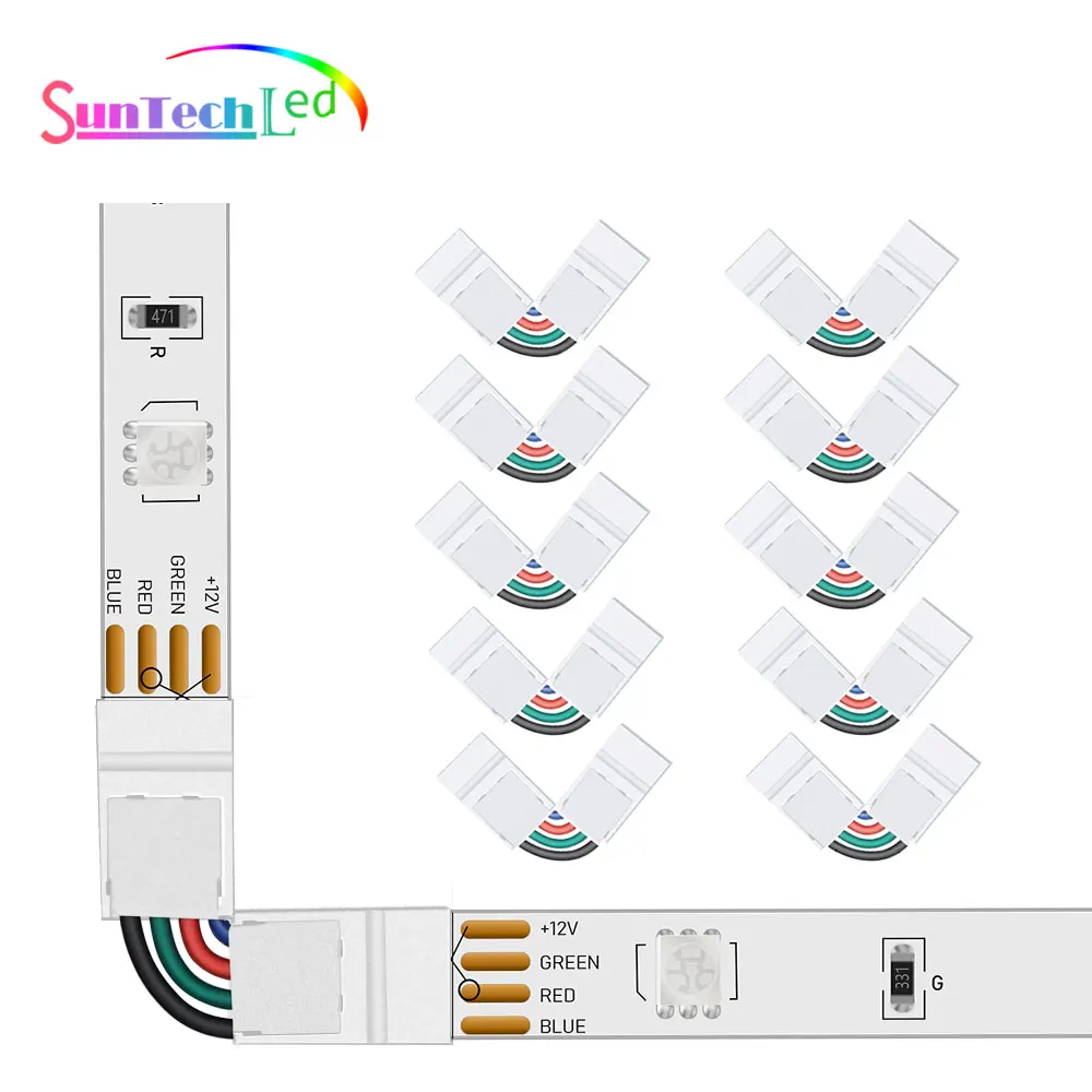 Suntech 10 шт./упак. мм 4 Pin-код L Форма разъем для 5050 RGB Светодиодные ленты светильник 90