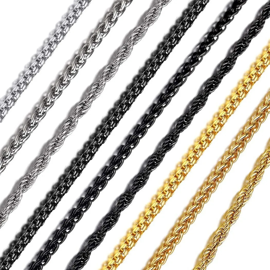 

Stainless Steel Basic Link Chain Necklace Men Women DIY 18k Gold Silver Curb Cuban Figaro Box Snake Rope Keel Beads Wholesale