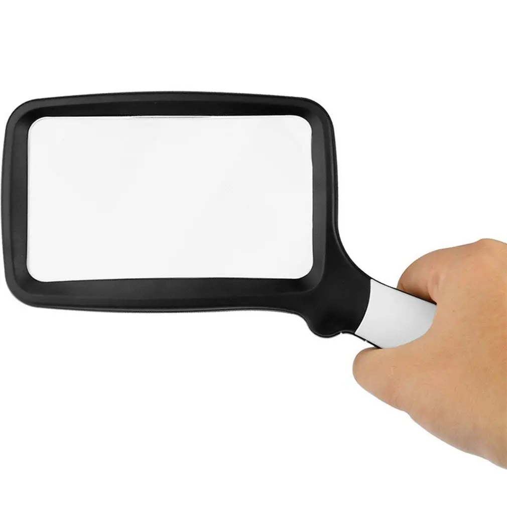 

Rectangular Foldable Handheld 5 Led Reading 2 Dimming Modes Magnifiers Glass For Reading Jewelry Handicrafts