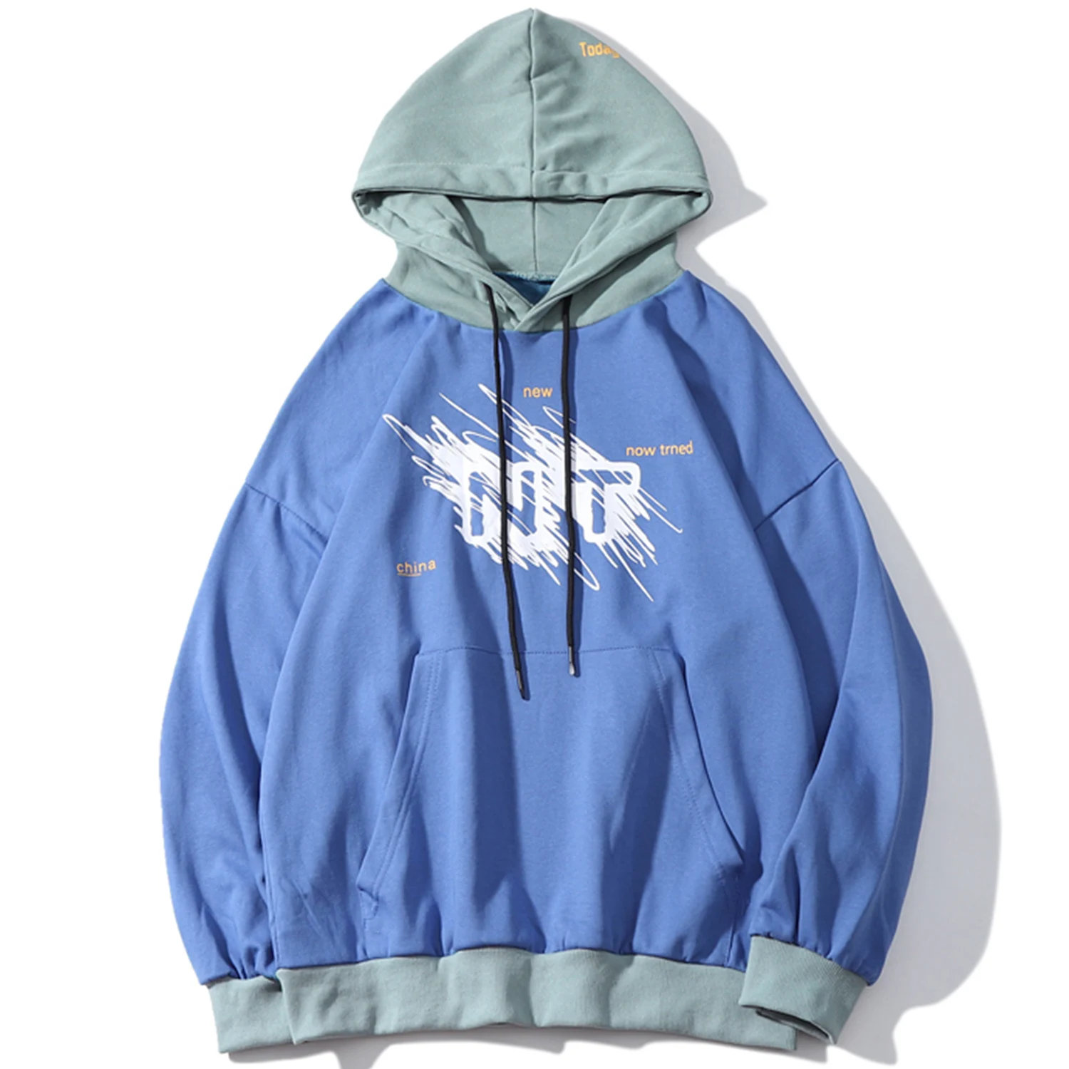 Мужские толстовки с капюшоном в стиле пэчворк Повседневный хлопковый пуловер