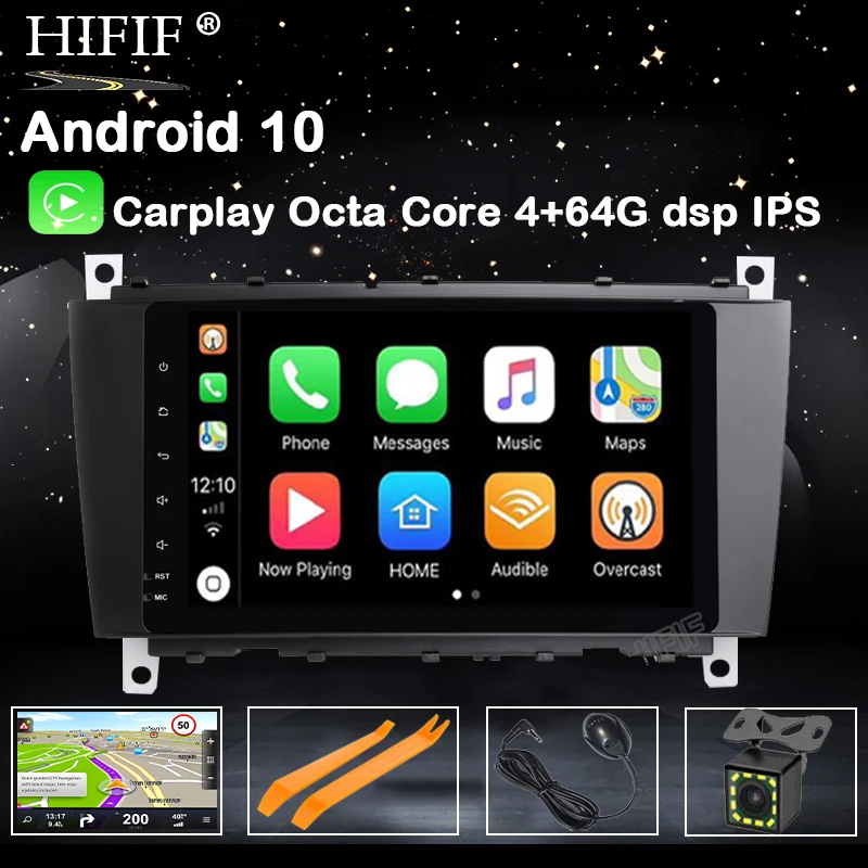 Автомобильный GPS-навигатор PX5 IPS-экран 8 дюймов DSP Android 10 4G для Mercedes Benz C Class W203 C200 C230