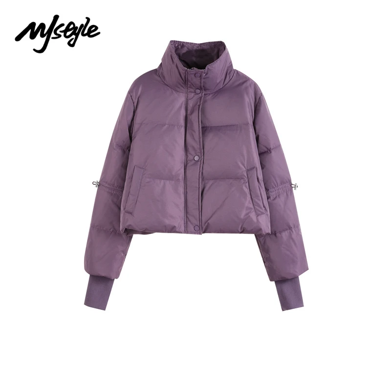 

Mjstyle 2021 зимняя 80% белая утиная пуховая женская повседневная короткая пуховая куртка фиолетового и зеленого цвета зимняя верхняя одежда ...