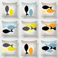 pillow covers peach skin decorative pillowcases abstract fishes printed throw pillows cover for sofa bed home decor 4545cmpc