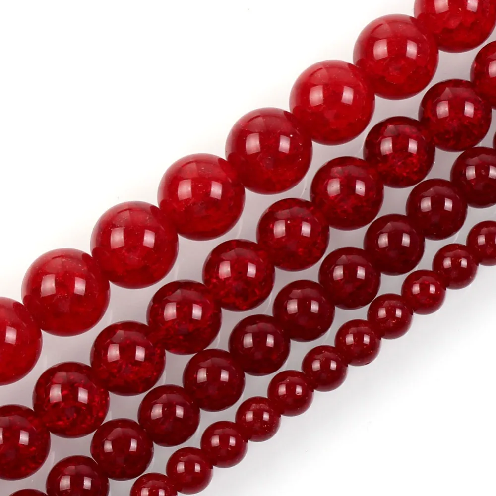 15 &quotгладкие темно красные круглые хрустальные бусины с трещинами свободные