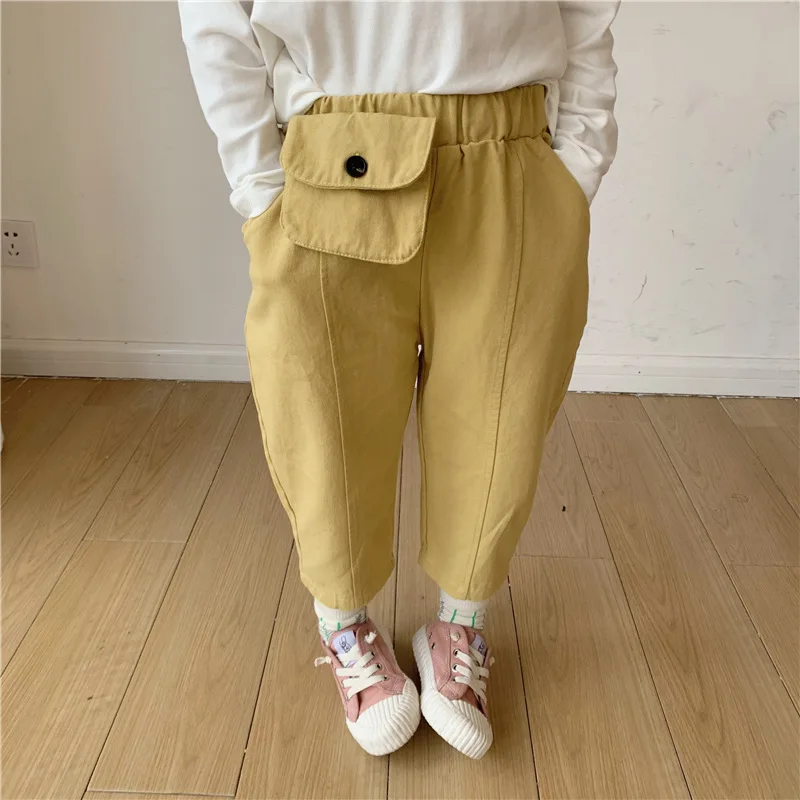 Модные Хлопковые Штаны с милыми карманами для мальчиков и девочек Сезон весна