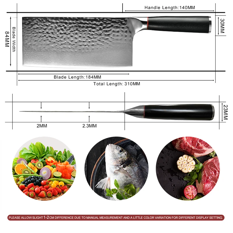 7-дюймовый дамасский кухонный нож Grandsharp из высокоуглеродистой нержавеющей стали