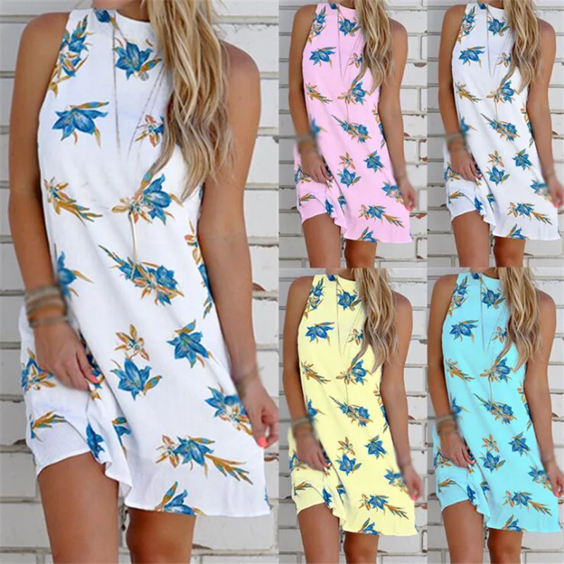 

Dress Women 2020 Spring Summer Street Sexy Casual Slim Thin Beach Party O Neck Mini Printed Dress Vestidos