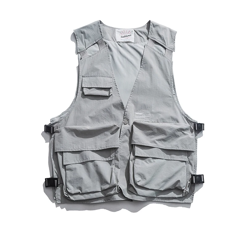 UNCLEDONJM Hip Hop Sleeveless Vests Cargo Waistcoat with Pocket Jacket Vest Streetwear Tactical Sweatshirts MJ602 | Мужская одежда