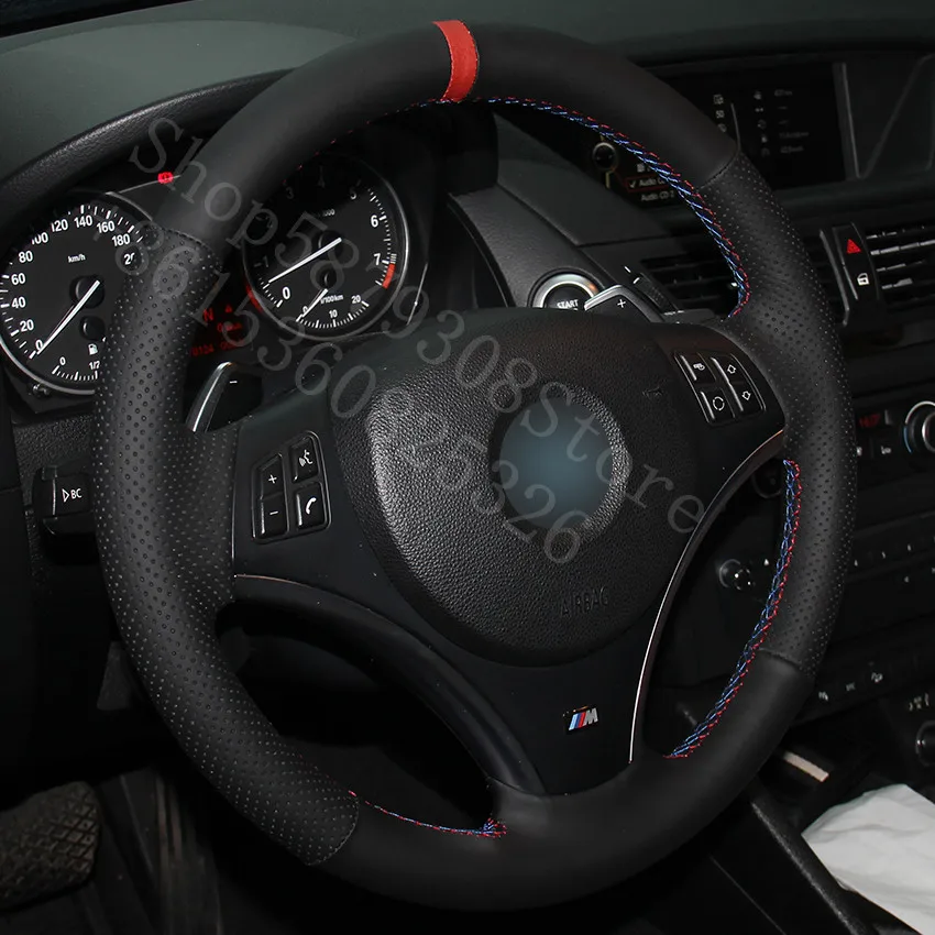 

For Nissan 2000-2003 350Z Classic Edition Black Leather Red Marker Car Steering Wheel Covers car accessories