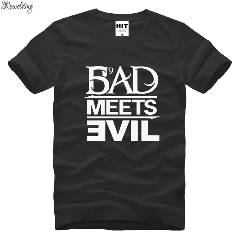 

Eminem Bad Meets Evil rap rock Men's T-Shirt T Shirt For Men Summer New Short Sleeve Cotton Casual Top Tee Camisetas Masculina