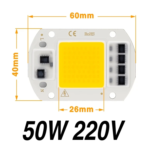 50W Cold White Светодиодный Cob бисер 10 Вт 20 Вт 30 Вт 50 Вт теплый белый холодный белый светильник для выращивания ac220в умный IC чип для наружного растительного потока светильник Точечный светильник DIY - Цвет: 50W Cold White