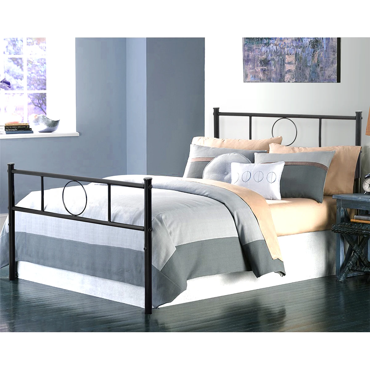 

Twin Size Metal Single Bed/Platform Bed Frame/Foundation with HeadBoard & Footboard 195x92x33CM Black[US-W]