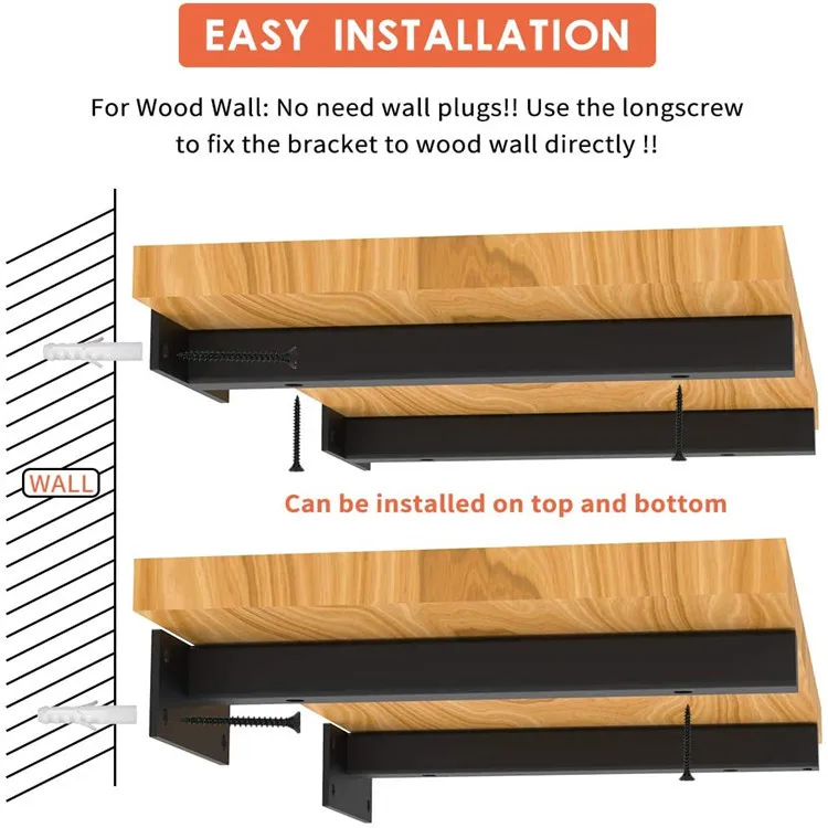 

Floating Shelf Brackets , Iron Pipe Shelf Bracket Wall Mounted Metal Shelving Supports Industrial with Screws & Anchors