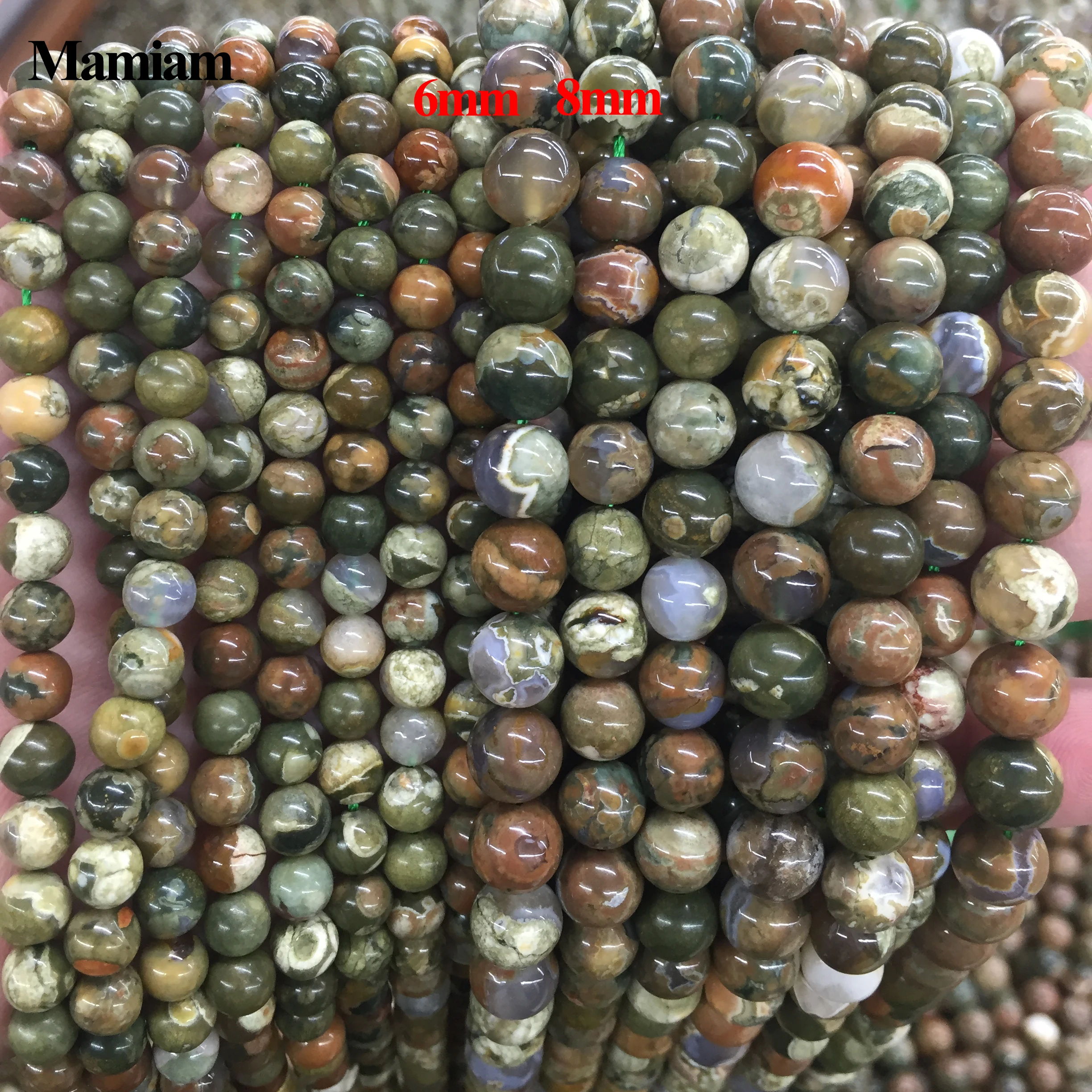 

Mamiam Natural A Rhyolite Beads 6mm 8mm 10mm Smooth Loose Round Stone Diy Bracelet Necklace Jewelry Making Gemstone Gift Design