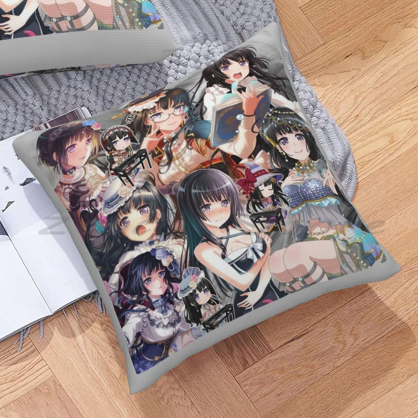 Rinko Shirokane Explosion! Pillowcase Lettering Throw Pillow Cover Cotton Flax Plush Pompom Bandori Bang Dream Girls | Дом и сад