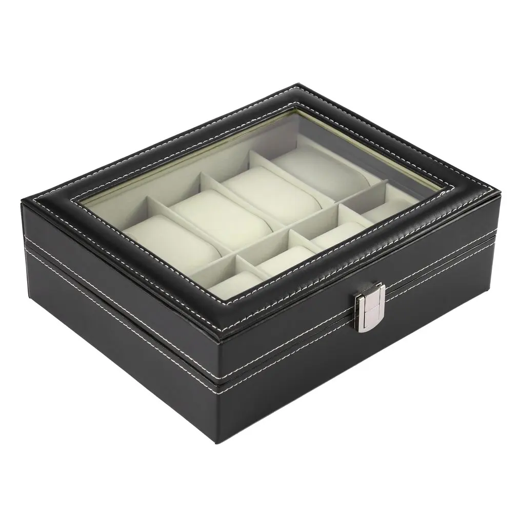 

10 Grids PU Leather Watch Box Jewelry Storage Organizer Watches Display Holder Casket Luxury Gifts