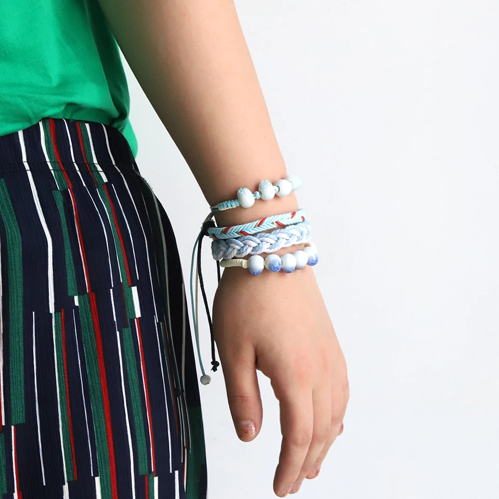 

Dvacaman Boho Ethnic Woven Floral Cloth Bracelet for Women Fashion Holiday Adjustable Bracelet Bangle Wholesale Jewelry Bijoux