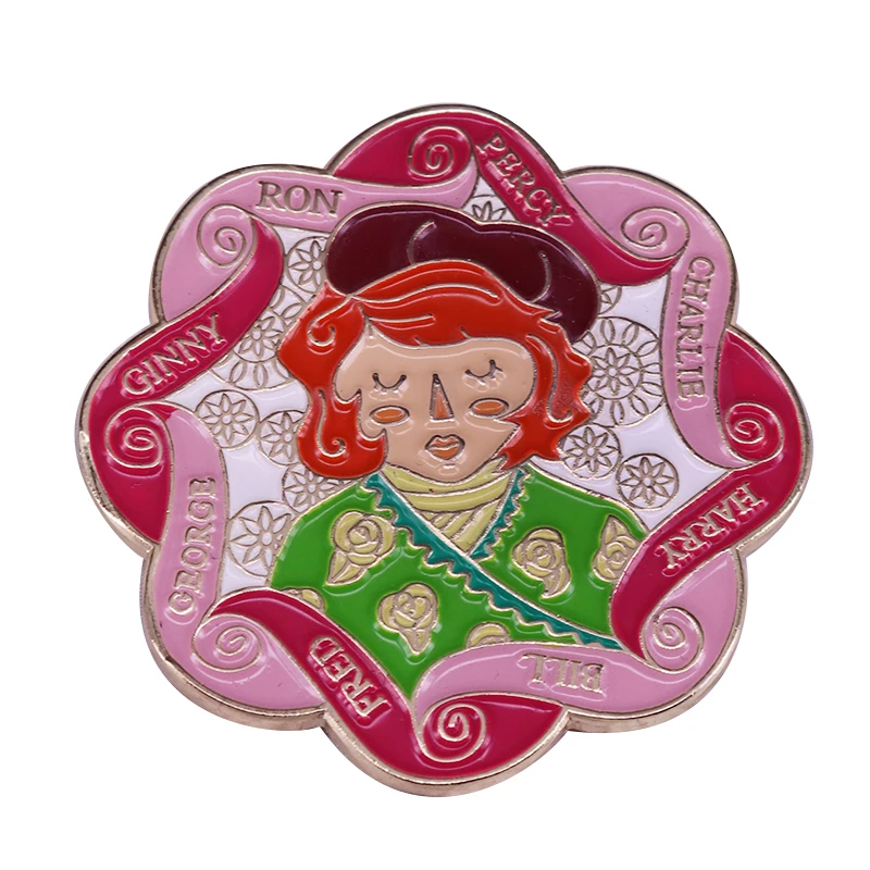 Molly Weasley and Family Knitted Clock Enamel Pin Movie Book Fans Magic Addition | Brooches