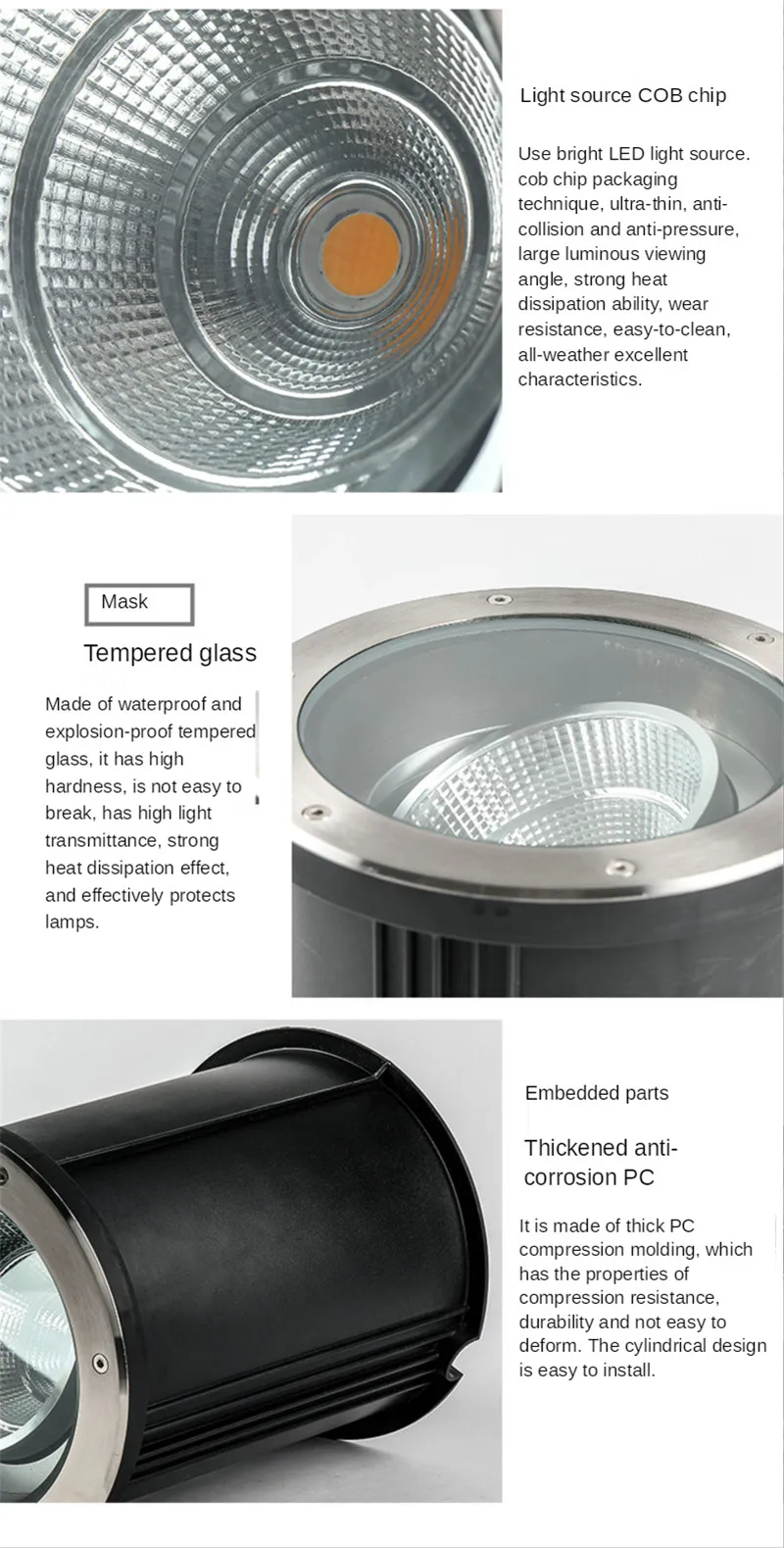 Светодиодный напольный светильник COB с регулируемым углом скульптурный