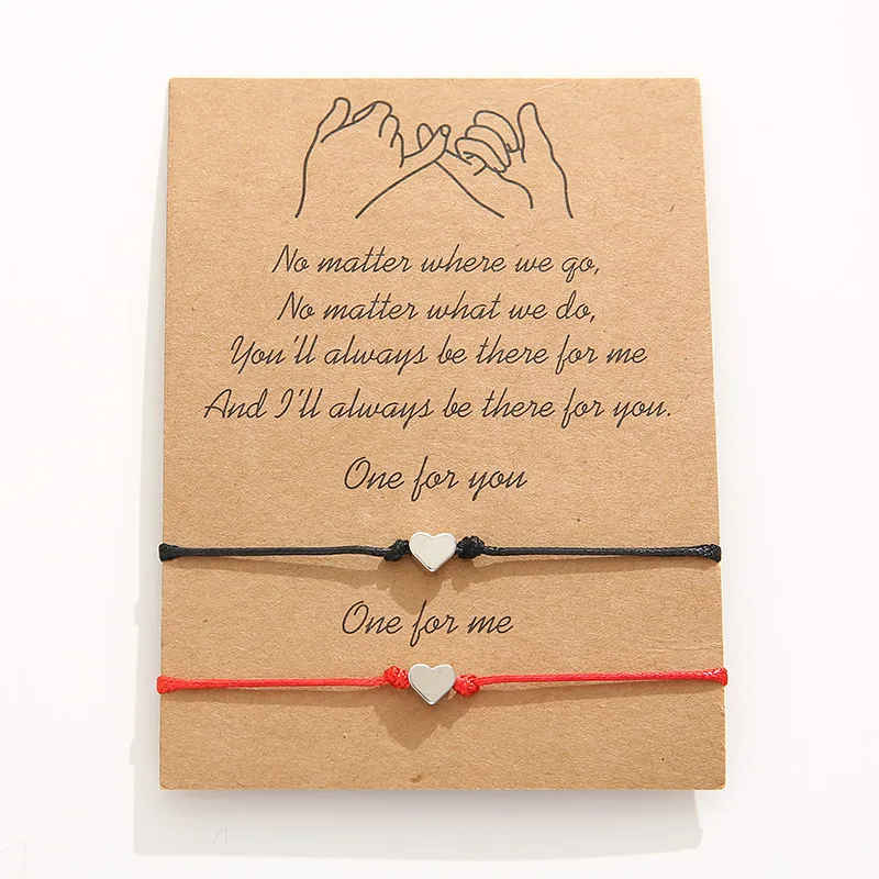 Регулируемый веревочный Шарм звезда/браслет с сердцем набор для женщин и мужчин