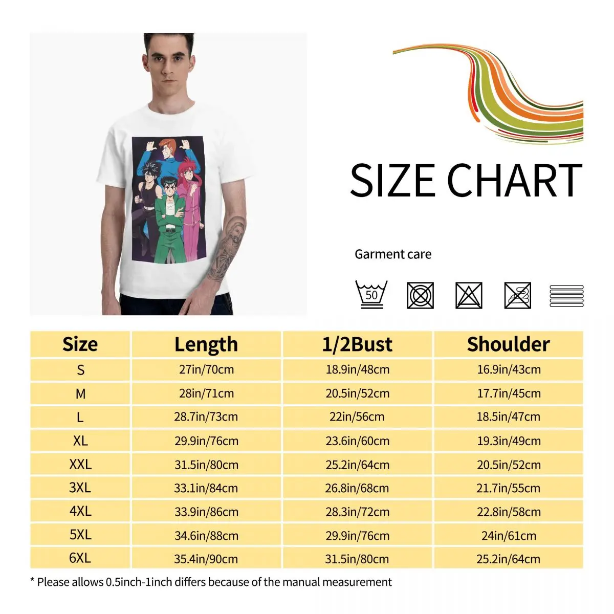 

Anime Fans Yuusuke Urameshi 2 mans T-shirt Version to good build Short sleeveRound neck T-shirt