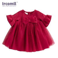 ircomll girl kids dress bow gauze cute baby dress ball gown retro red princess dress birthday dress for 0 18m toddler girl clot