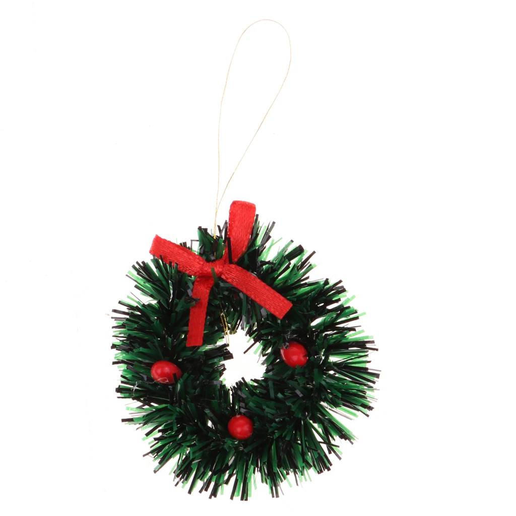

Miniature Christmas Wreaths Creative Xmas Art Supplies For 1/12 Dollhouse Christmas Crafts and Decorations 10 Pieces