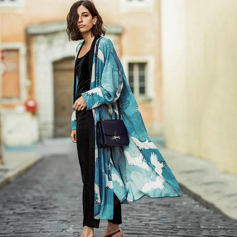 Летняя женская пляжная одежда кимоно бикини накидка Пляжное Платье синяя