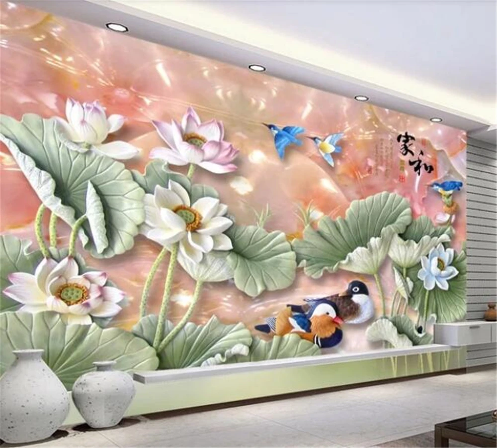 

beibehang Customized Wallpaper 3D Photos Fashion Colorful Art Aesthetic Lotus TV Background Wall Home Decoration papel de parede