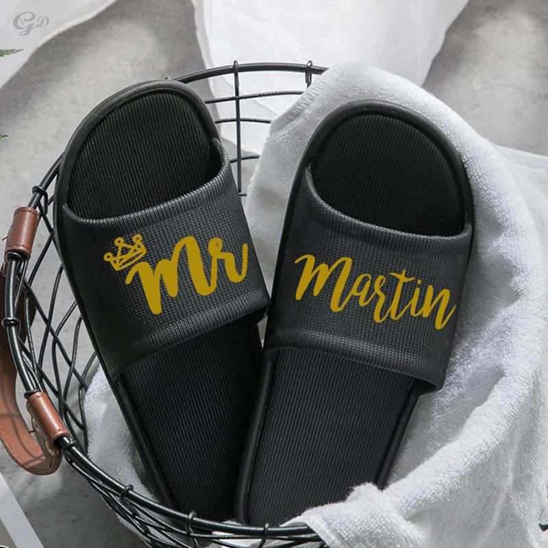 1pir slippers custom logo Bridesmaids Groomsmen Mr Mrs wedding return Gifts or family company  party favors home decoration
