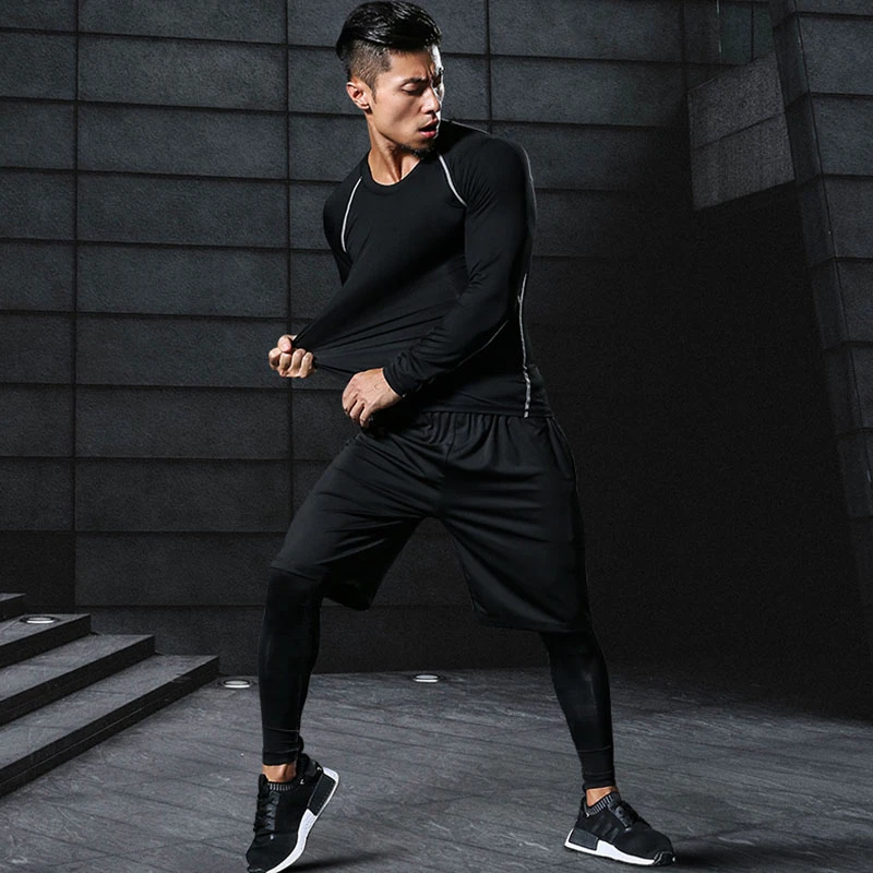 

Men Sportswear Compression Sport Suits Quick Dry Running Sets Clothes Sports Joggers Training Gym Fitness Tracksuits Running Set