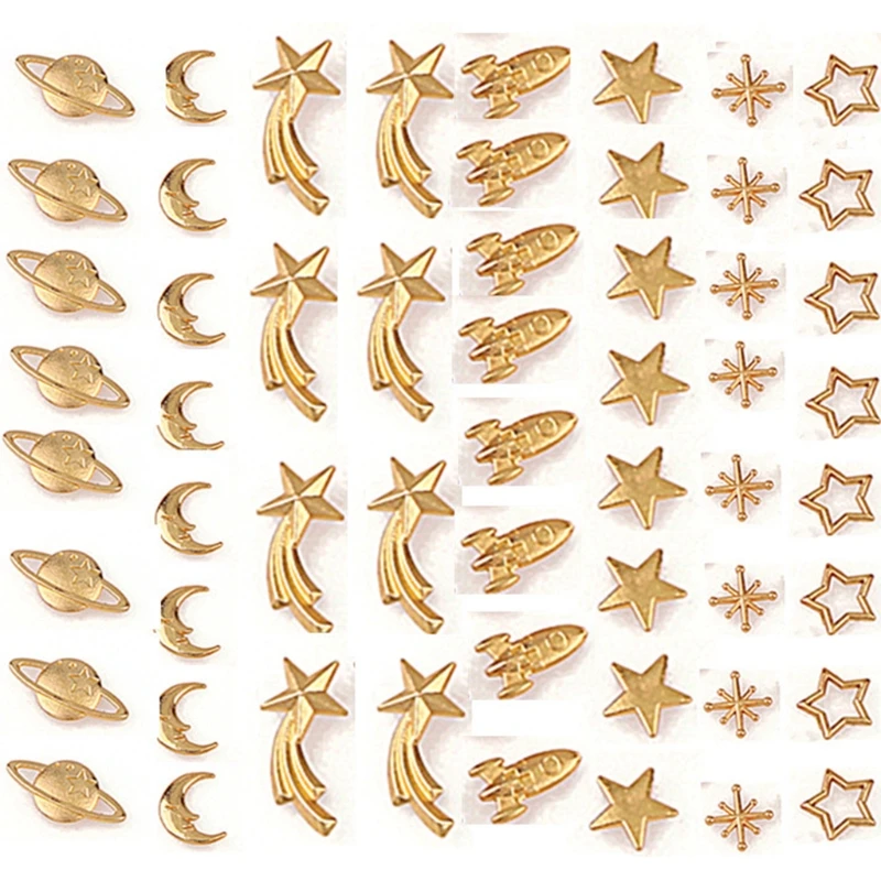 

1 Box UV Epoxy Resin Mold Filling Cosmos Themed Alloy Material Mixed Star Moon Spaceship Jewelry Making Filler Accessory