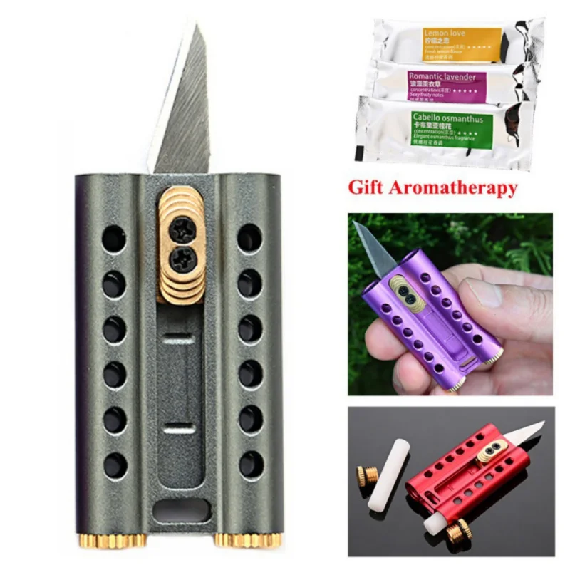 

Mosquito Repellent EDC Mini Folding Knife Detachable Knife Paper Cutting Mini Blade Knives Brass Pocket Key Ring Outdoor
