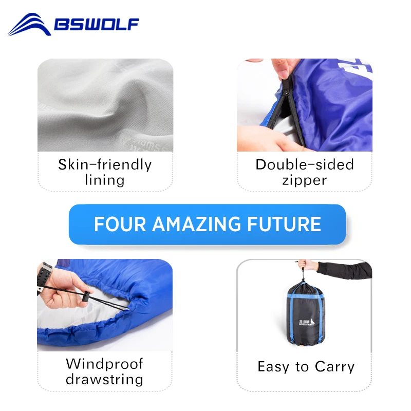 Спальный мешок BSWolf для кемпинга сверхлегкий теплый конверт спальный взрослых