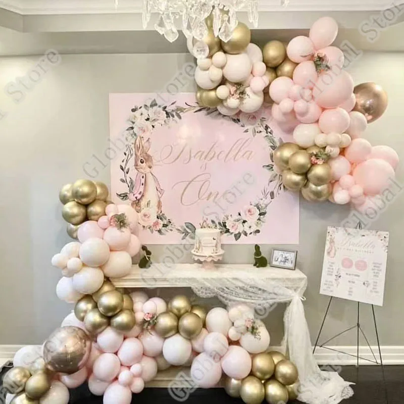 

129Pcs Gold Double Maca Pink Latex Balloons Garland Arch Wedding Birthday Decorations Baby Shower Home Decors Balloon Arch