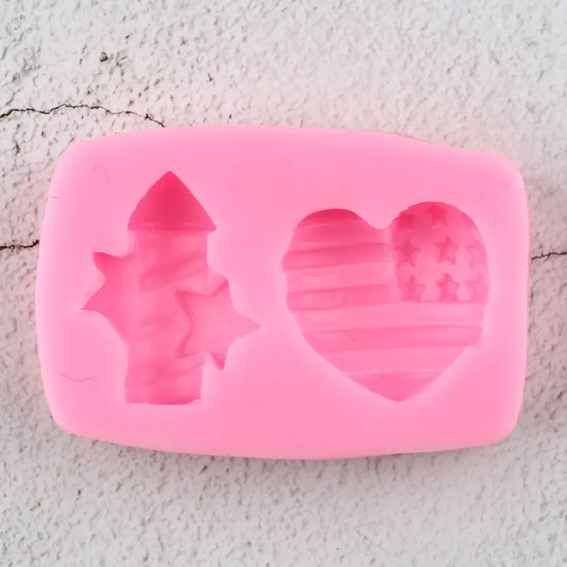 Патриотические фейерверки сердце из кабошона силиконовые формы топпер для