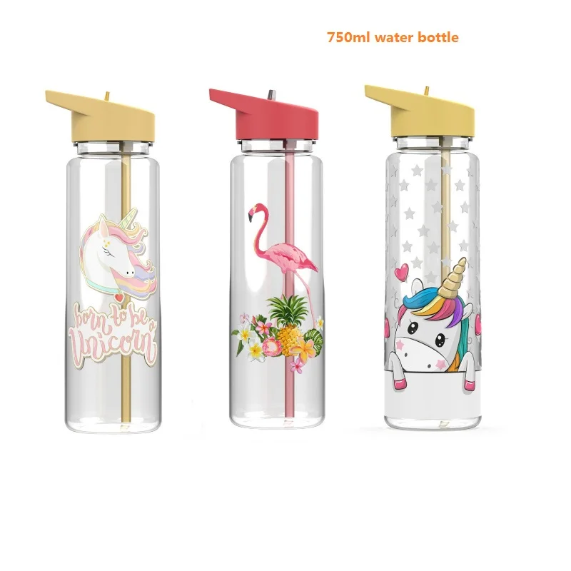 100% Тритан портативная Спортивная уличная соломенная бутылка для воды с принт