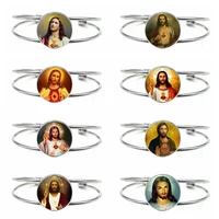2021 new popular christian jesus believer glass tibetan silver open men and women bracelet charm childrens jewelry