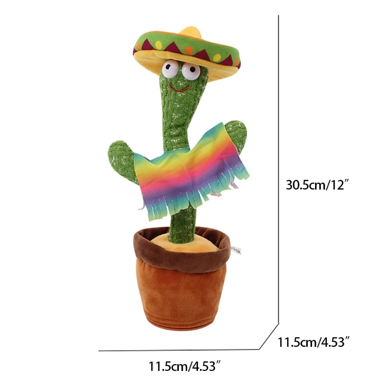 

30cm/12inch Electric Realistic Plush Soft Stuffed Dancing Cactus Party Gift Decor Cactus Robot Toy Lovely Talking Cactus