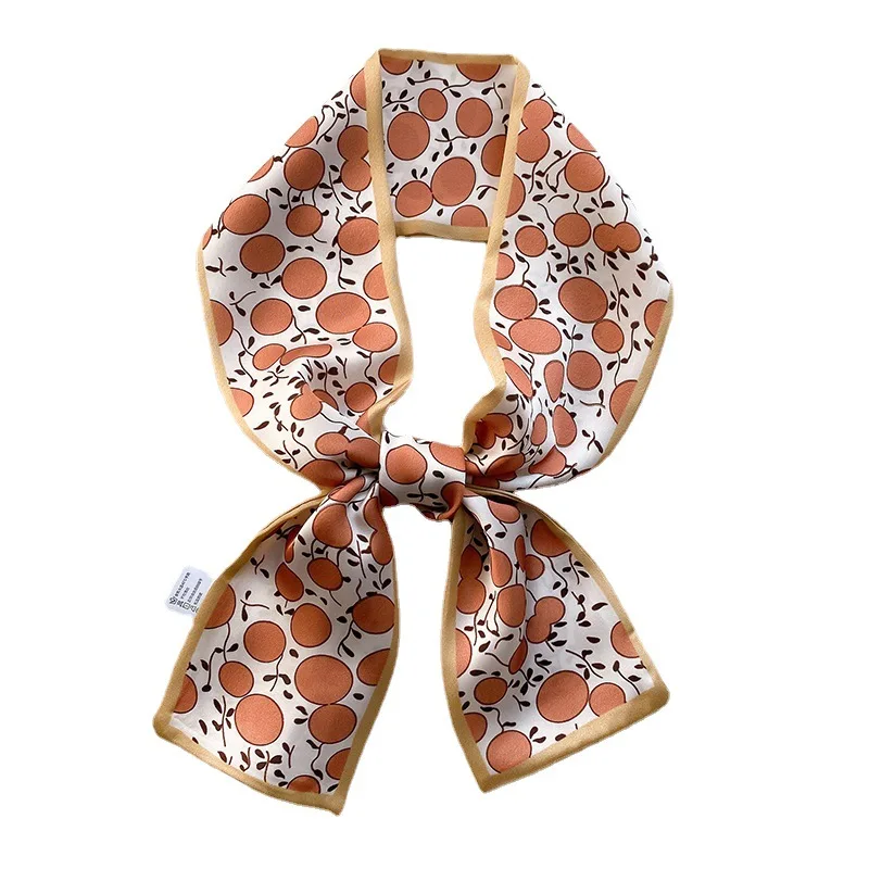 

Hot 2021 Small Silk Scarf Women Shawls Wraps Luxury Brand Office Hair Neck Hijabs Foulard Hijab Striped Print Scarves Ladies