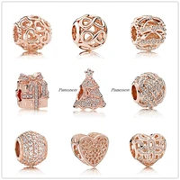 authentic 925 sterling silver openwork rose heraldic heart with full crystal charms bead fit pandora bracelet necklace jewelry