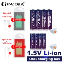 palo 1 5v aaa 900mwh 1 5v aa 2800mwh lithium li ion aa aaa rechargeable battery battery case for aa aaa batteries
