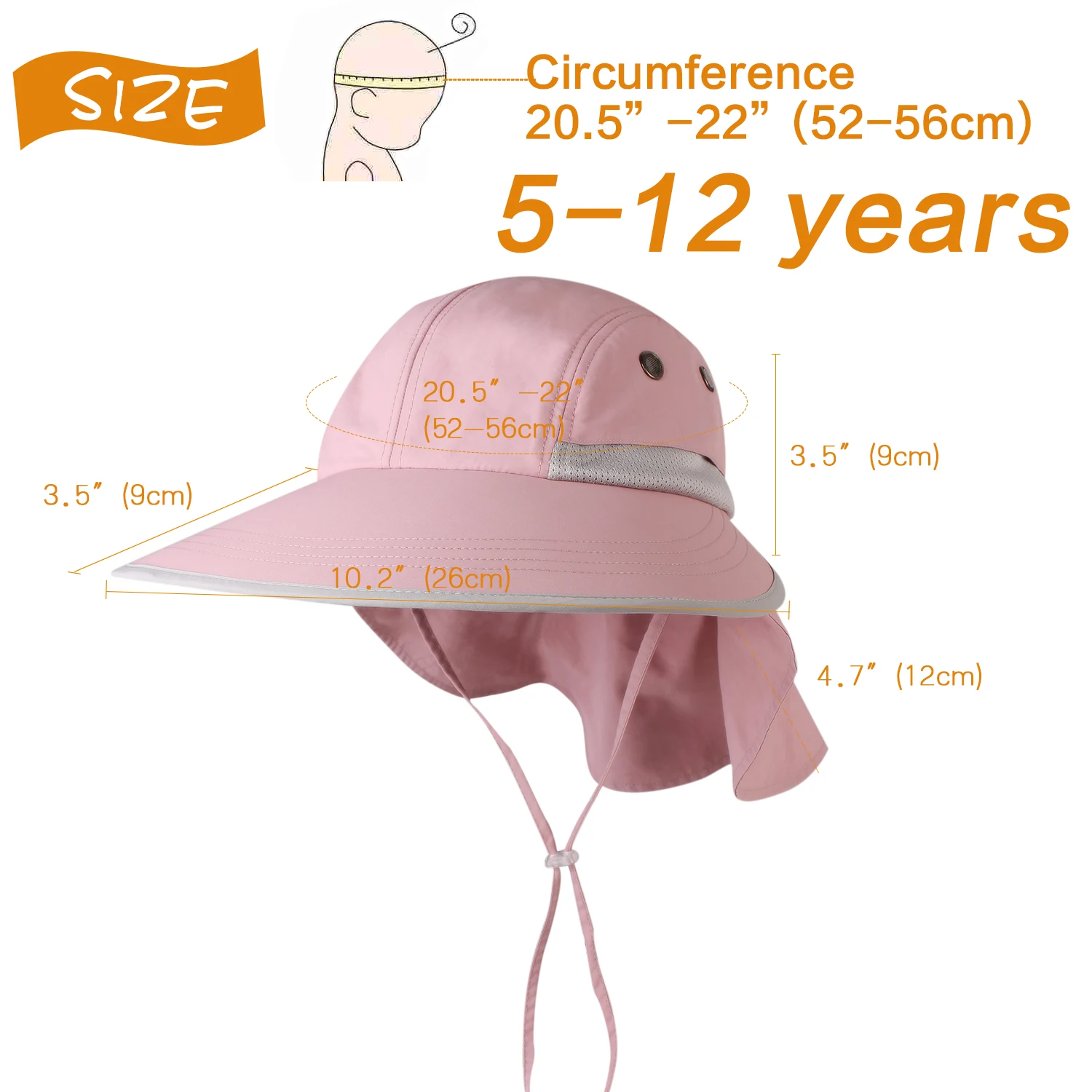 5-12 Years Kid Pink FURTALK летняя Солнцезащитная шляпа с шейным клапаном для женщин и мужчин с широкими полями Водонепроницаемая UPF 50+ УФ защита козырек шляпа для пеших прогулок конский хвост шляпы в стиле сафари - Цвет: 5-12 Years Kid Pink