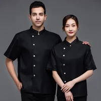 men and women master chef uniform shirt kitchen jacket bakery food service restaurant canteen barber short sleeve cook coat
