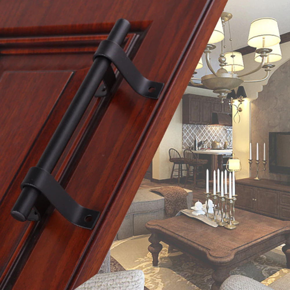 1 шт. углеродного Сталь двери сарая ручка черный Heavy Duty деревянные раздвижные